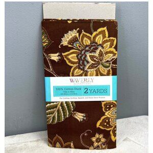 Waverly Floral Cocoa Cotton Duck Fabric 2 Yards 45" Wide Brown Home Decor NWT